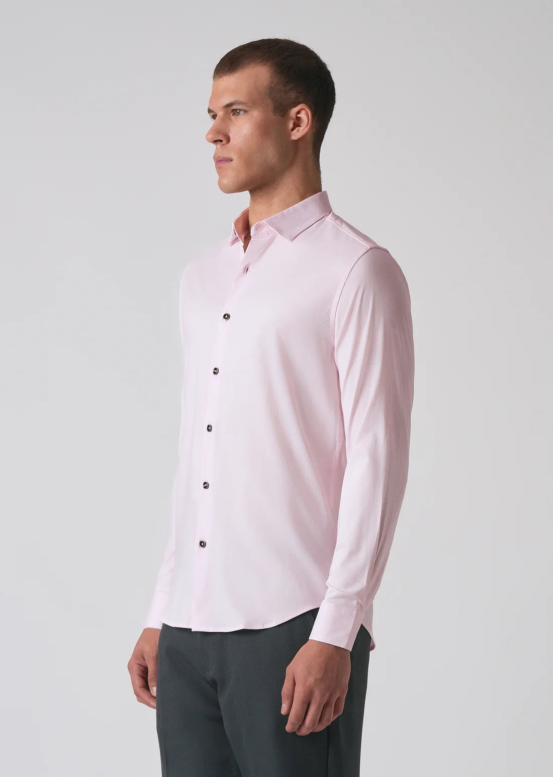 LIGHT PINK COTTON STRETCH PLAIN SHIRT